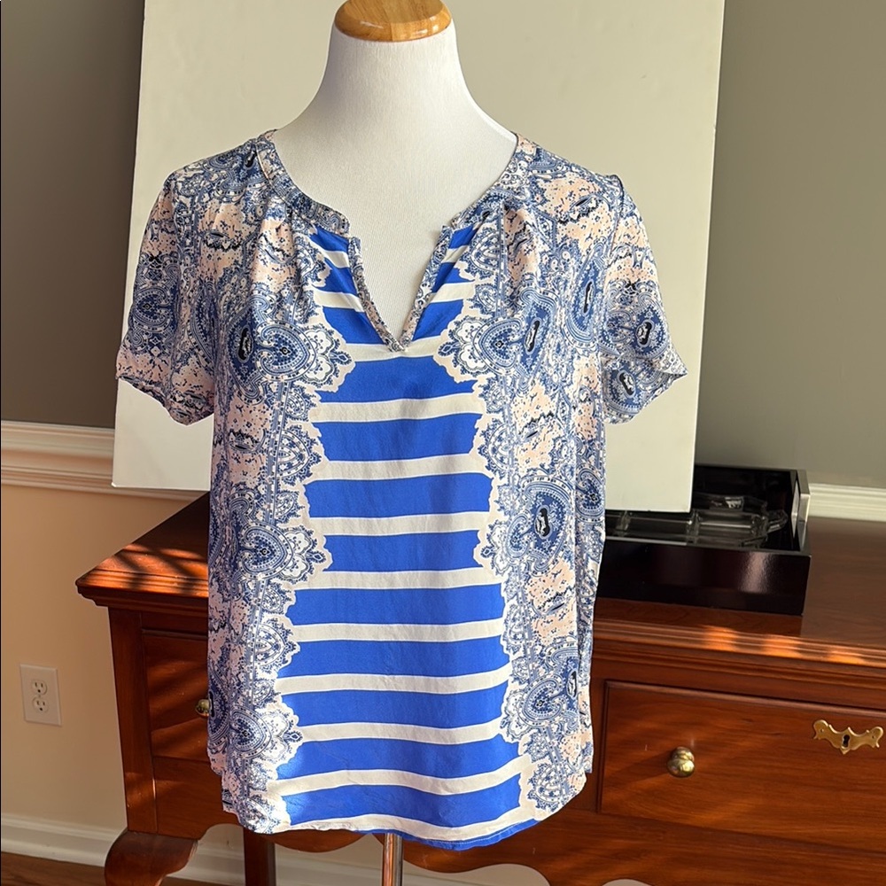 Anthropologie Maeve Archivist paisley and striped blouse